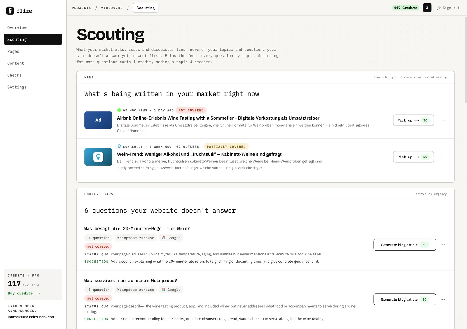 flize App: Scouting
